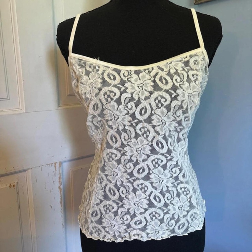 Y2K vintage cami white lace large bridal milkmaid